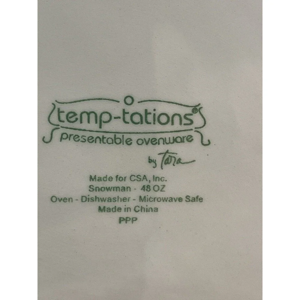 Temptations 5-Piece Snowman Entertaining Tea Set NIB. 48oz Teapot & 4 12oz Mugs